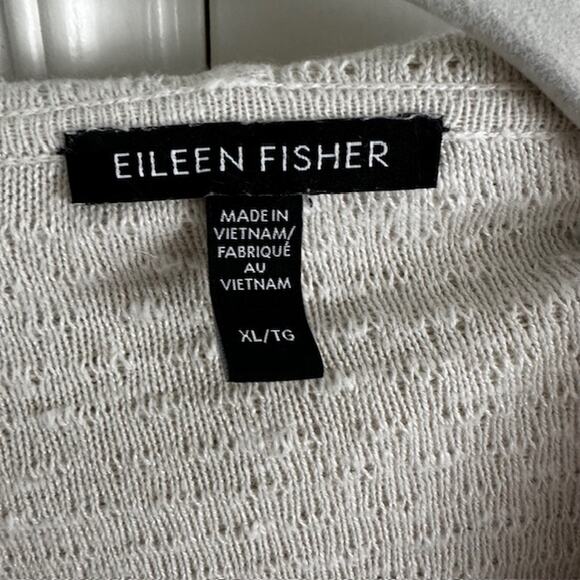 Eileen Fisher Organic Linen Blend Hooded Front Pocket Cardigan XL Oatmeal - Picture 10 of 11